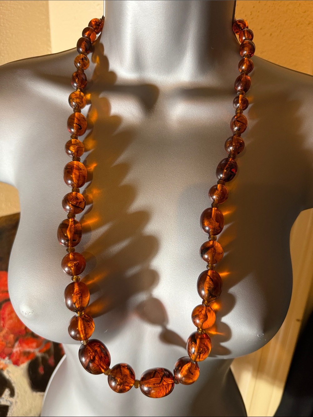 Necklace - FAUX AMBER - 14” drop -